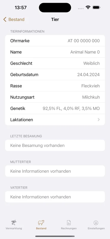 Screenshot der Rind OÖ App für iOS und Android