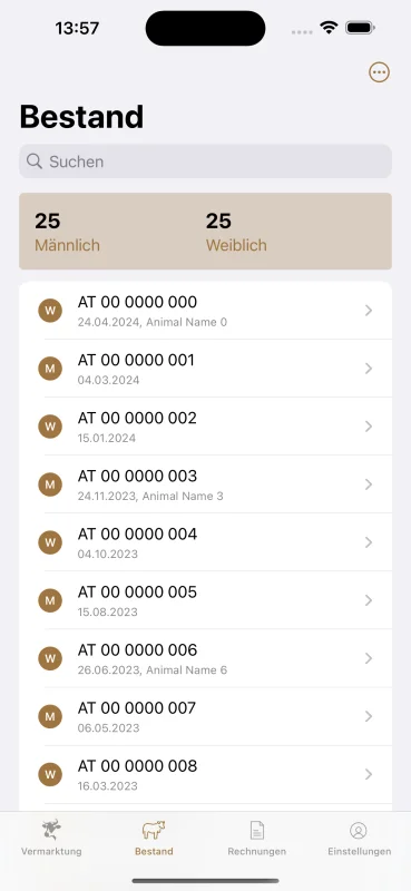 Screenshot der Rind OÖ App für iOS und Android