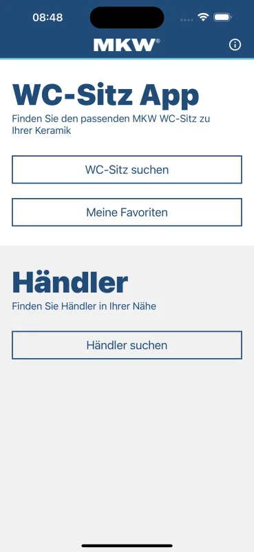 Screenshot der WC-Sitz App für Apple iOS und Android